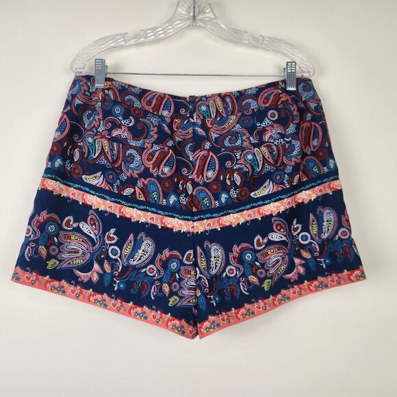 LOFT Size 10 Multicolor Paisley Print Boho Colorful Women's Short with Pockets - Picture 5 of 7